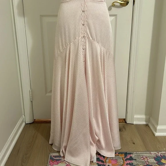 Alexis Pink Polka Dot Athena Maxi Dress Retail$625 New Size Small